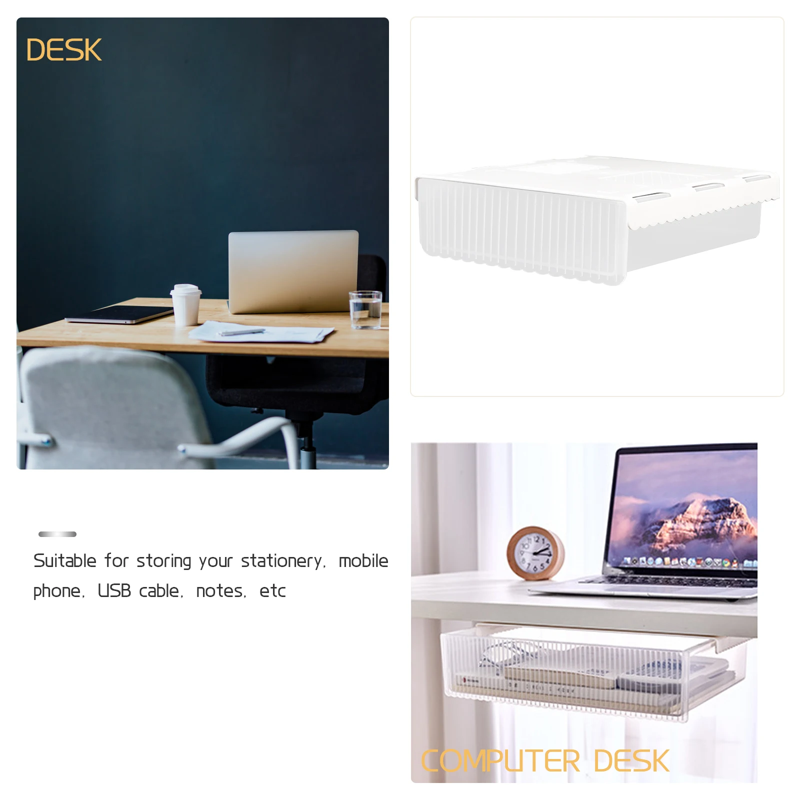

Plastic Adhesive Storage Box Desk ganizer Drawer Type Stationery Holder Under Desk Tray Pen Case Homeschool Storage Solutions