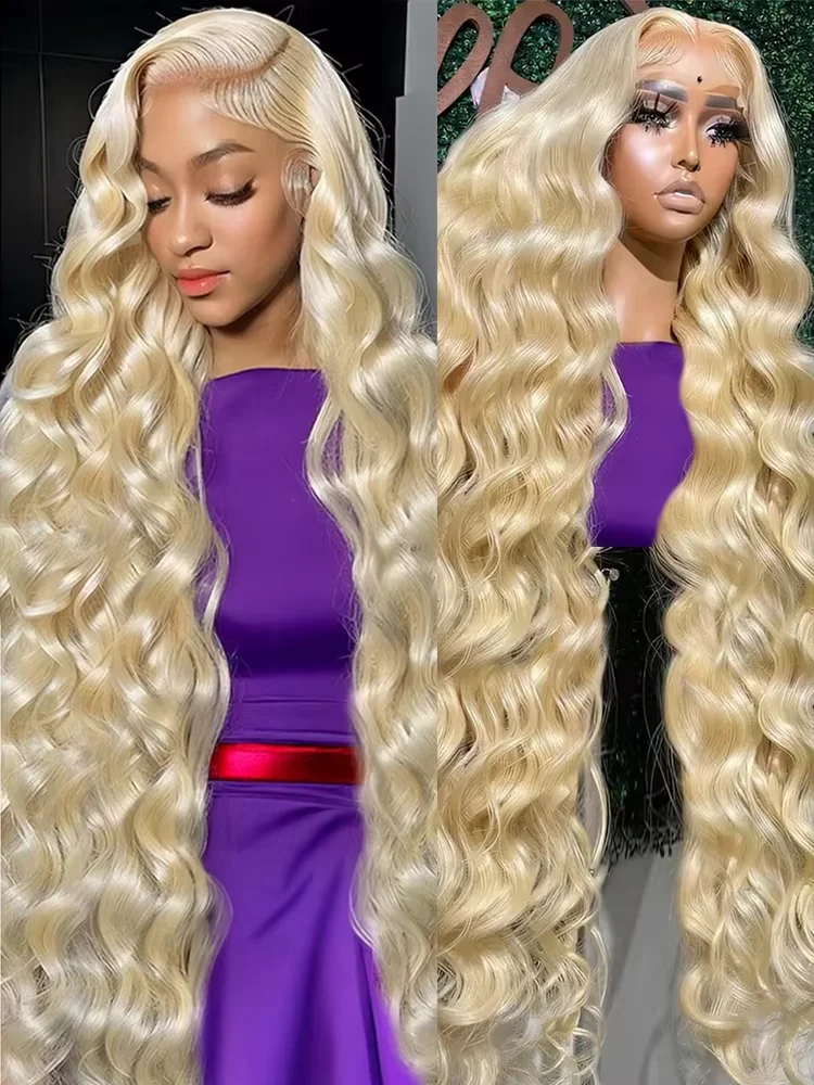 

200% Плотность Перуанский 613 Блондинка 13x4 HD Парики из натуральных волос на кружеве для женщин Объемная волна Бесклеевой кружевной фронтальный парик Предварительно выщипанный