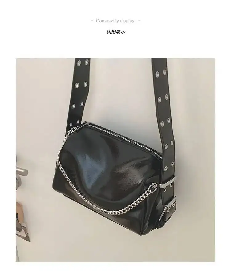 Bloom Y2k Grunge Sier Dames 2023 Trend Lederen Design Kussen Handtassen Dames Haruku Grote Capaciteit Messenger Bag