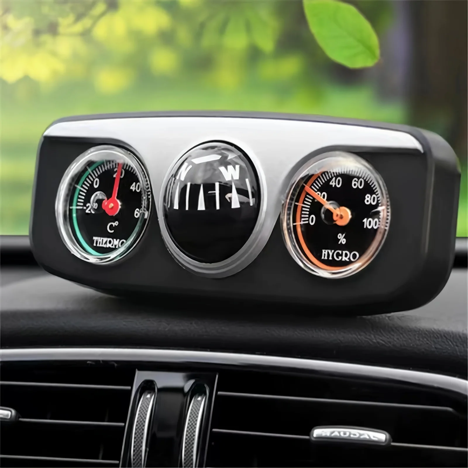 3-in-1 Compact Car Dashboard Compass with Thermometer & Hygrometer - Perfect for Outdoor Adventures, Camping, Cycling & More