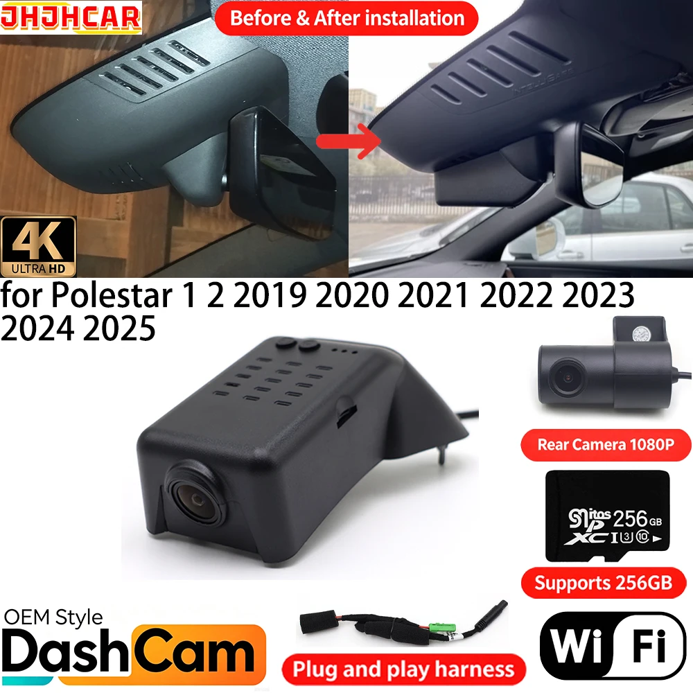 for Polestar 1 2 2019 2020 2021 2022 2023 2024 2025 Plug & Play Wifi OEM DVR 4K Dash Cam Front Rear Camera Vision Video Recorder