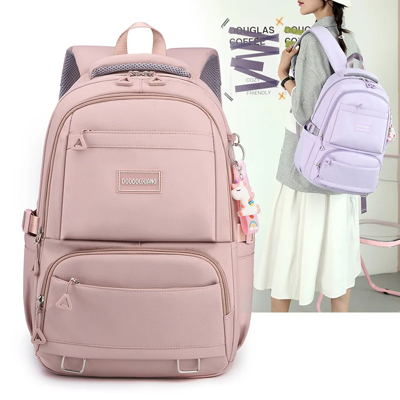 

Студенческий рюкзак большой емкости, новая милая двойная сумка на плечо для средней школы для девочек, многофункциональный дорожный рюкзак для коротких поездок