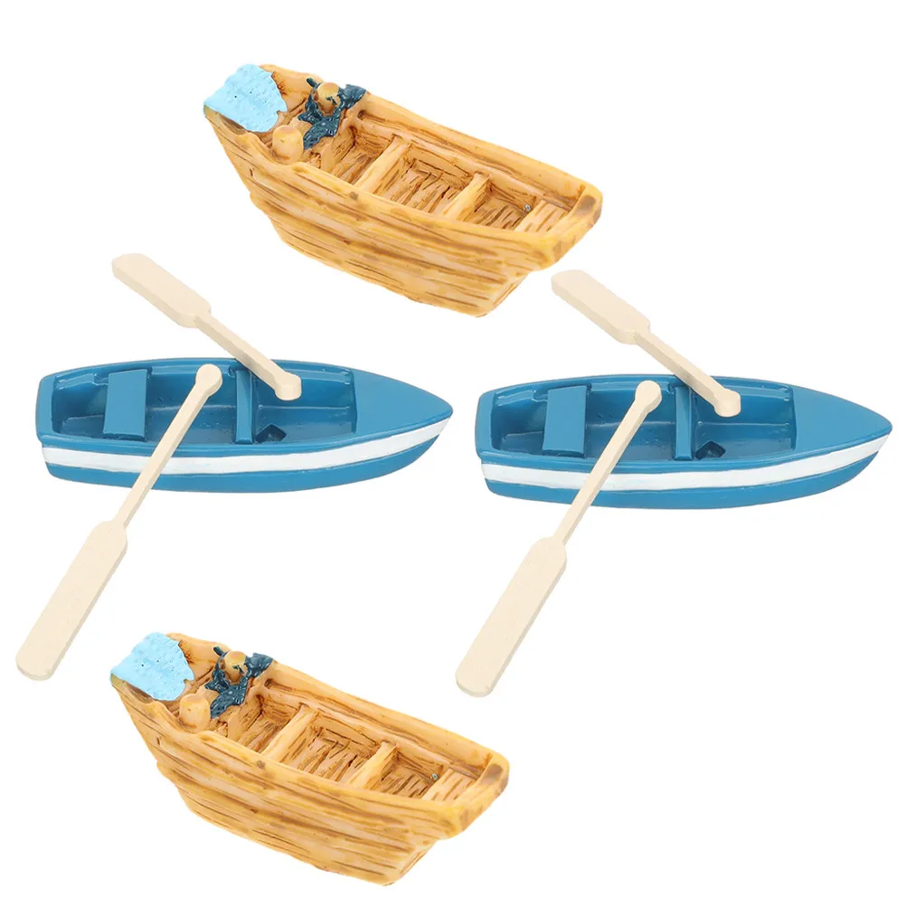 1Set Adorable Mini Beach Boats Resin Landscape Decorations for Dollhouse Sand Table Desktop Garden Beach Theme Ornaments