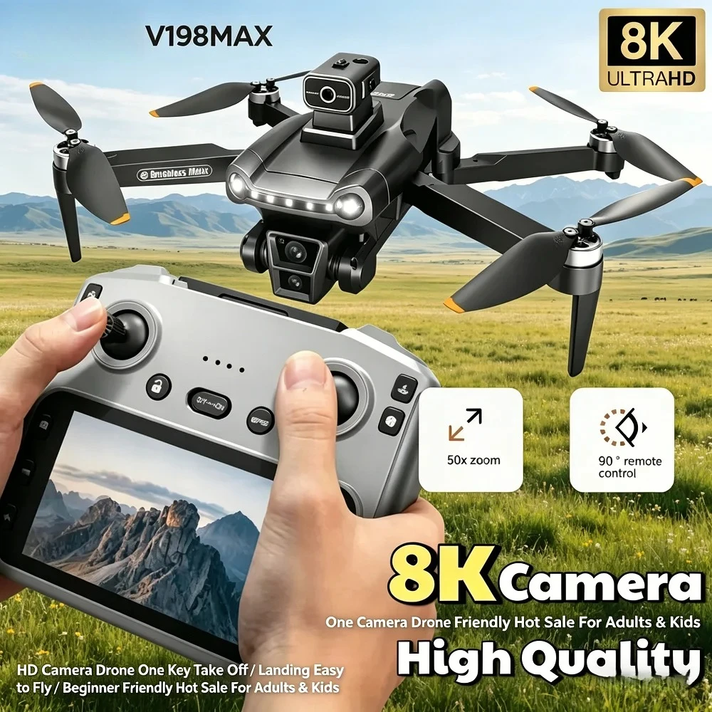 Original V198MAX Drone 8K FPV Brushless Laser obstacle avoidance Aerial Optical Foldable Quadcopter 4K Profesional Pro DronX