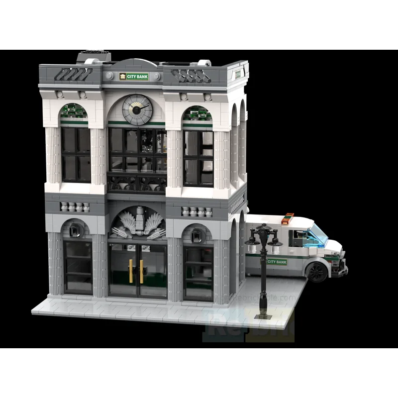 City Street View Moc Mattoni da costruzione Banca cittadina moderna ​ ​ ​ ​ ​ ​ ​ Modello Tecnologia Blocco modulare Giocattolo Assemblaggio fai-da-te Set natalizio Regali