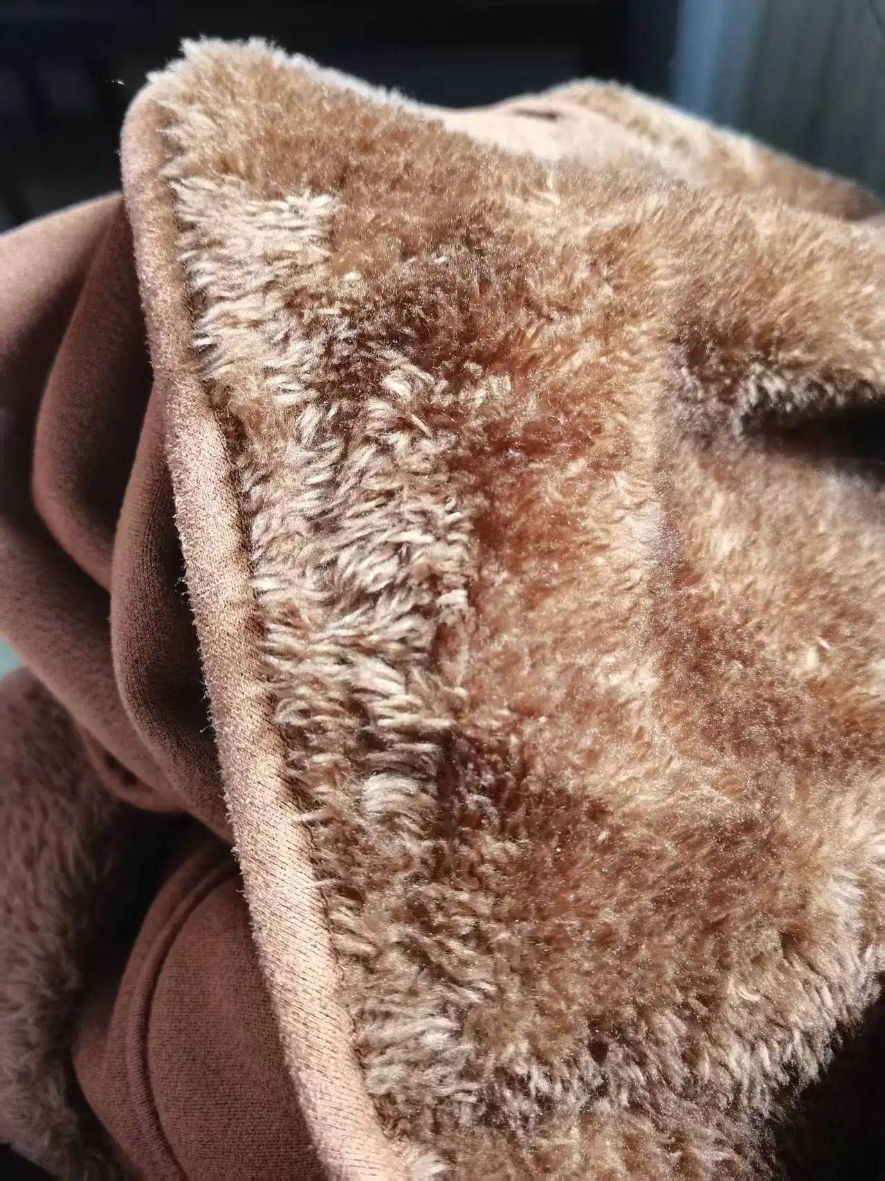 Weiche und Dünne Kunstlammwolle Wildleder-Jacke in Braun für Damen, Winter Koreanischer und Japanischer Stil Locker Sitzend – Detail 5