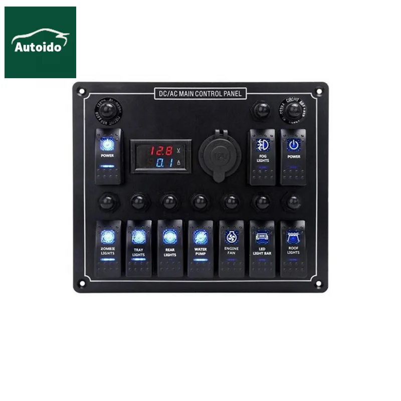 

12V Universal 10 Pin Marine Switch Panel Rocker Switch Panel with Usb Charger