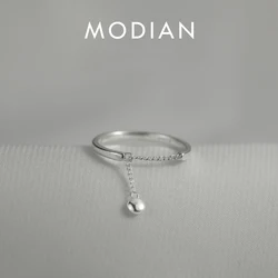 Modian Fashion 925 Sterling Silver Stackable Simple Engagement Rings for Women Adjustable Beads Chain Finger Rings Fine Jewelry