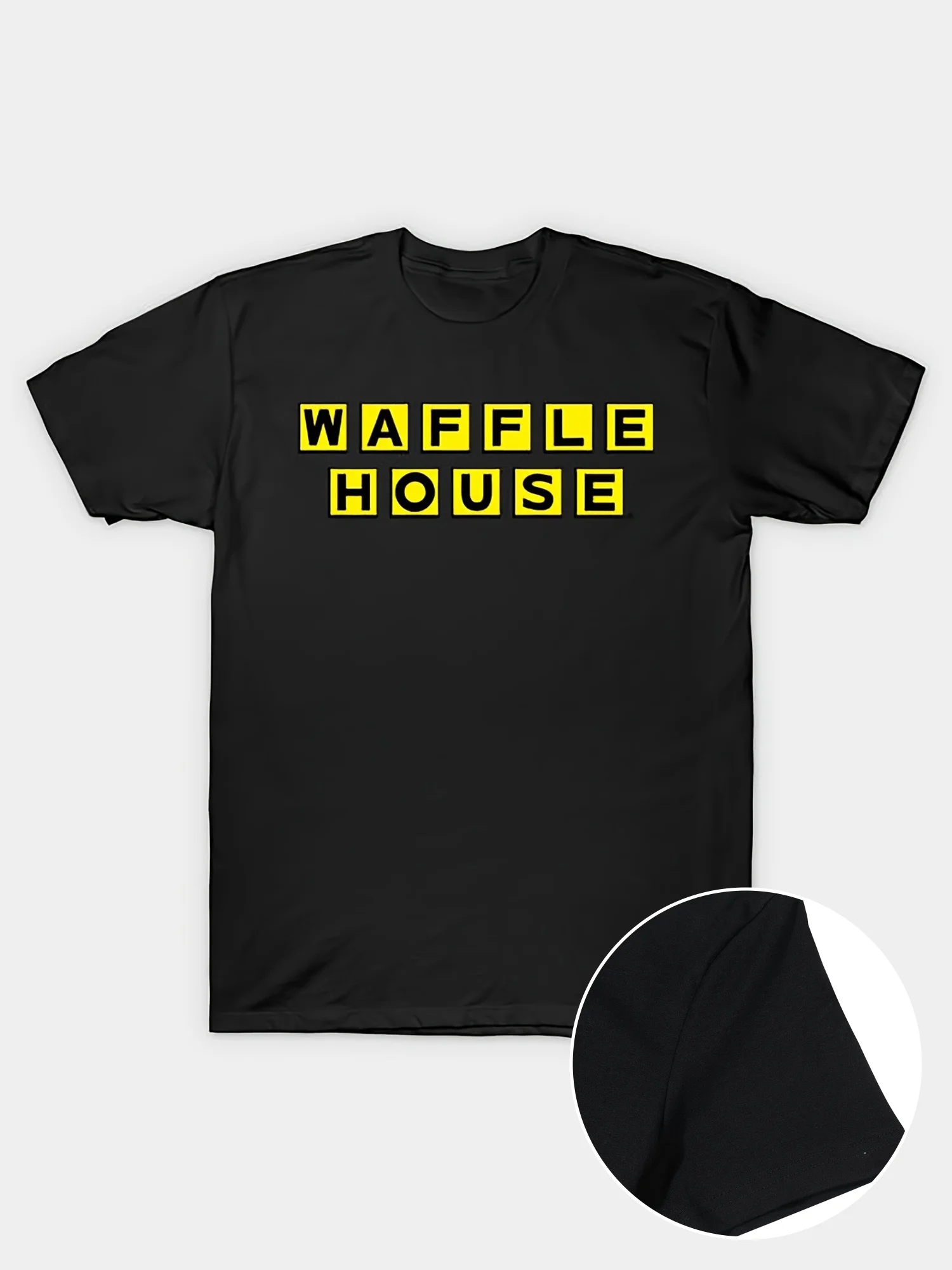 

Men's Waffle House Funny Graphic T-Shirt - 100% Cotton Casual Short Sleeve Tee with Bold Yellow Print