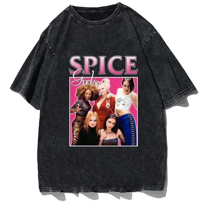 25 Hot Fashion Tops Spice Girls T-Shirt Damen Hip Hop Rack and Roll T-Shirt Baumwolle Chic Herren Vintage Camiseta mit kurzen Ärmeln