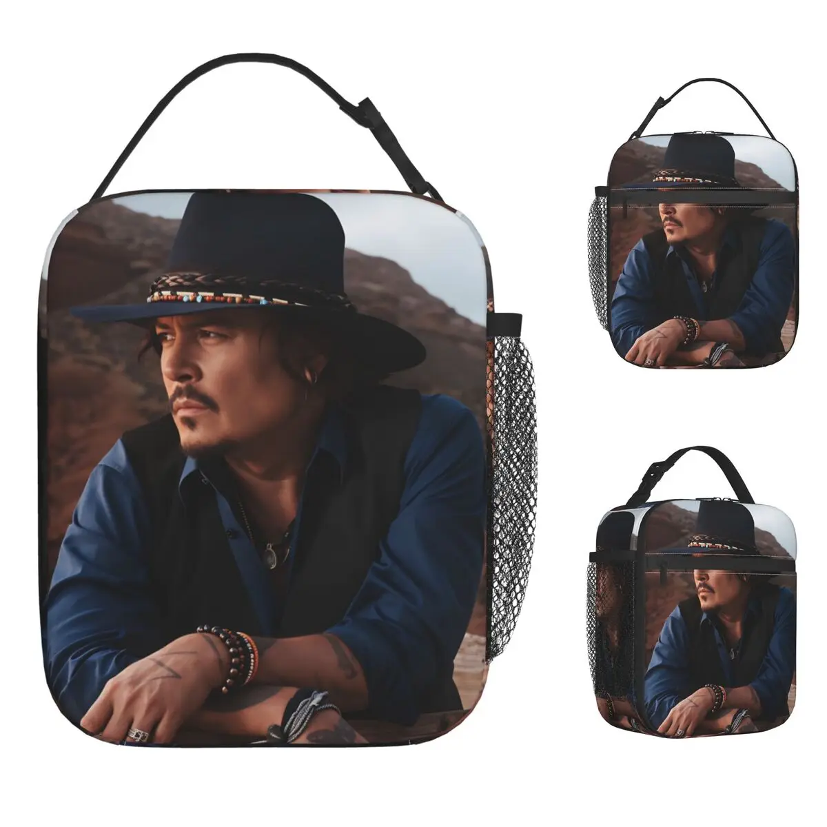 

Сумка для обеда Johnny Depp, винтажная коробка для завтрака, дорожная портативная термосумка для обеда для унисекс, водонепроницаемая сумка-холодильник с принтом