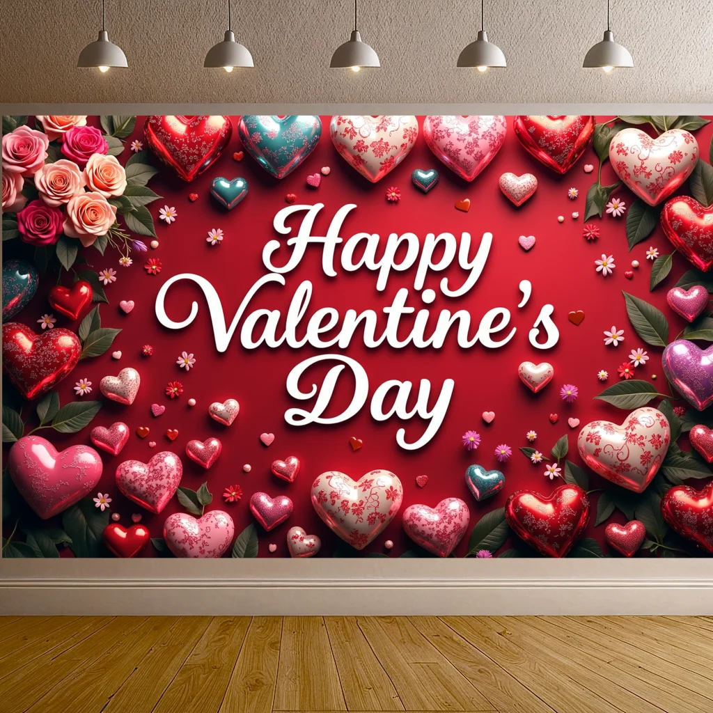 Photobooth bernapas latar belakang berkualitas tinggi tahan air ringan Valentine latar belakang menyenangkan cinta hati untuk Proposal