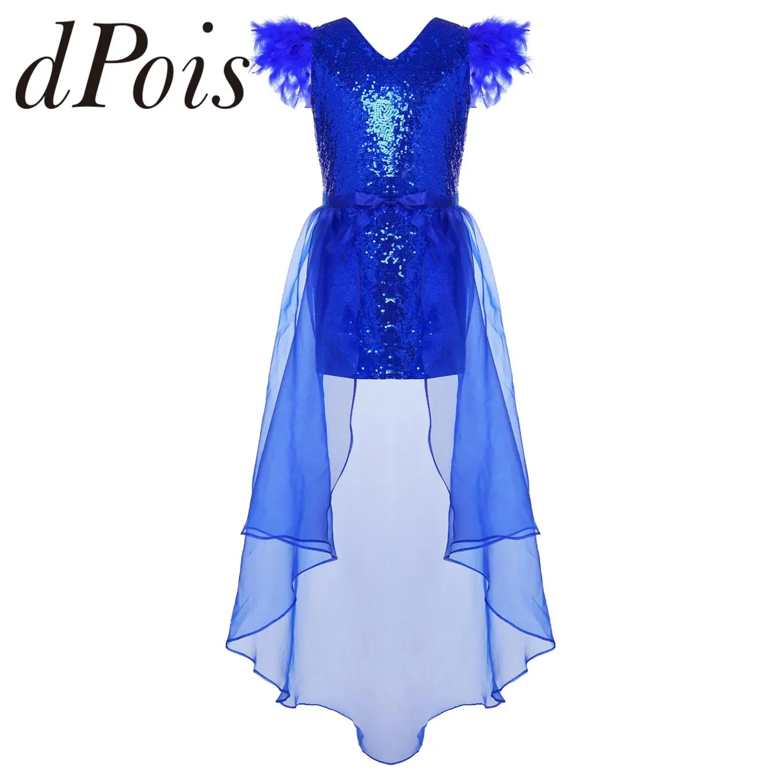 Children Sequin Modern Lyrical Jazz Dance Dress School Performance Dresses Kids Girls Shiny Stage Dancewear Birthday Outfits