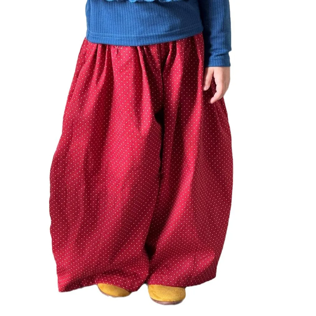 Red Pants 2025 Spring and Summer New Korean Fashionable Vintage Red Loose Casual Wave Point Pants Kids Clothes