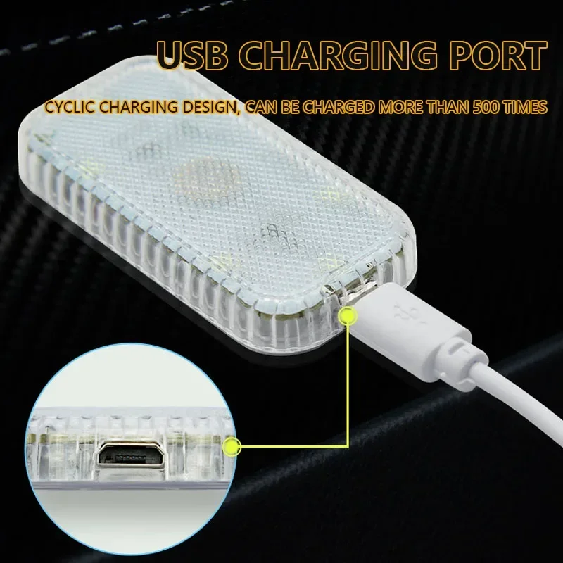 Car Interior Lights Finger Touch Sensor Mini LED Reading Lamp Wireless Touch Light USB Charging Auto Roof Atmosphere Lamp