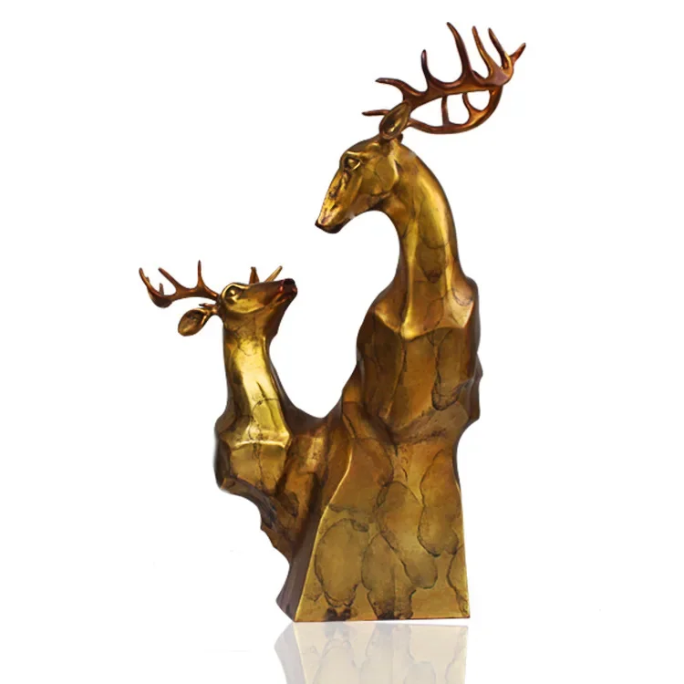 

Copper Deer Ornament Brass Chinese Copper Crafts Office Home Accessories Opening Gifts Decoration Design Handmade Refinement