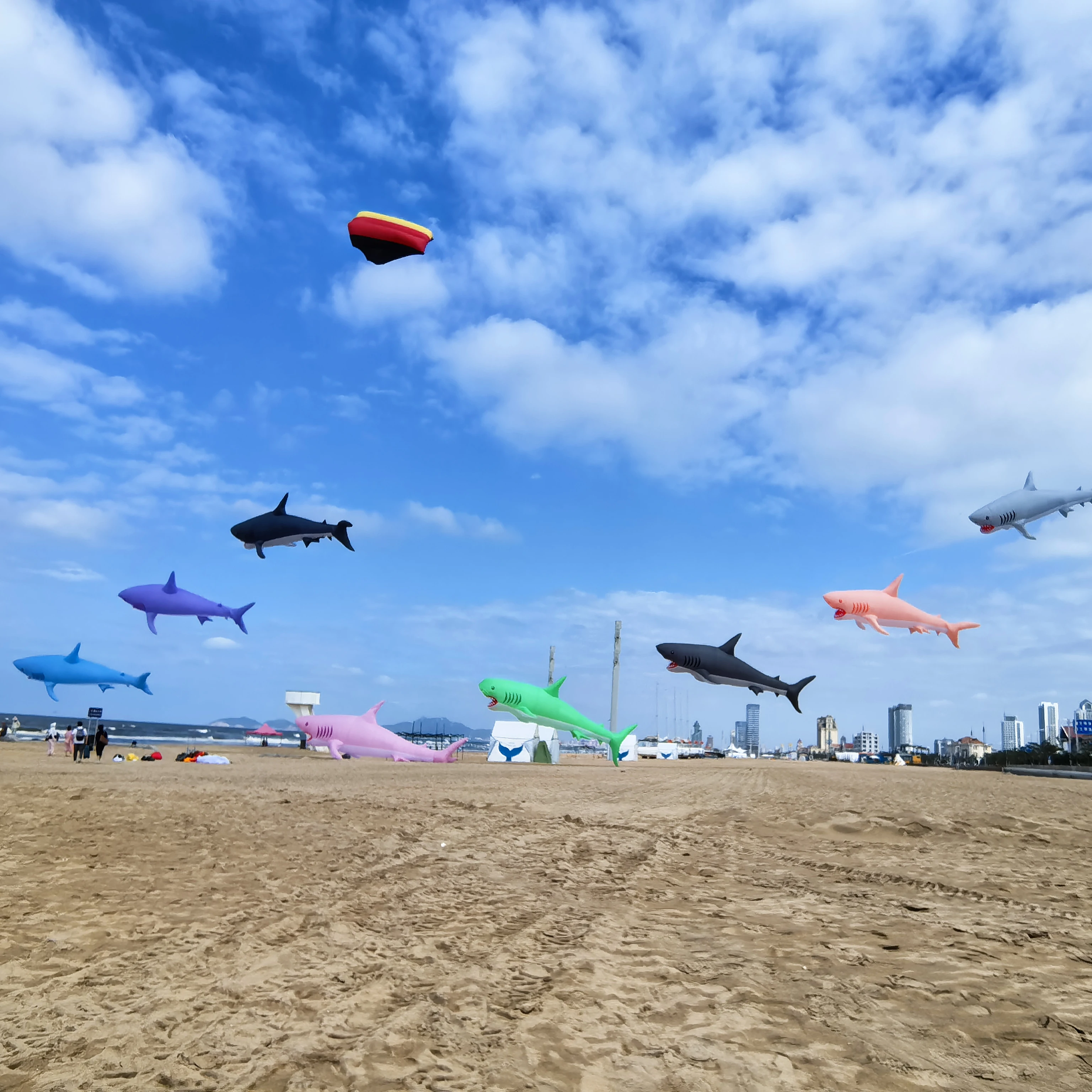 バッグ付きシャークカイト型ランドリーペンダント,ソフトインフレータブルショー,ナイロン生地,30d,9km, 12m,フェスティバル