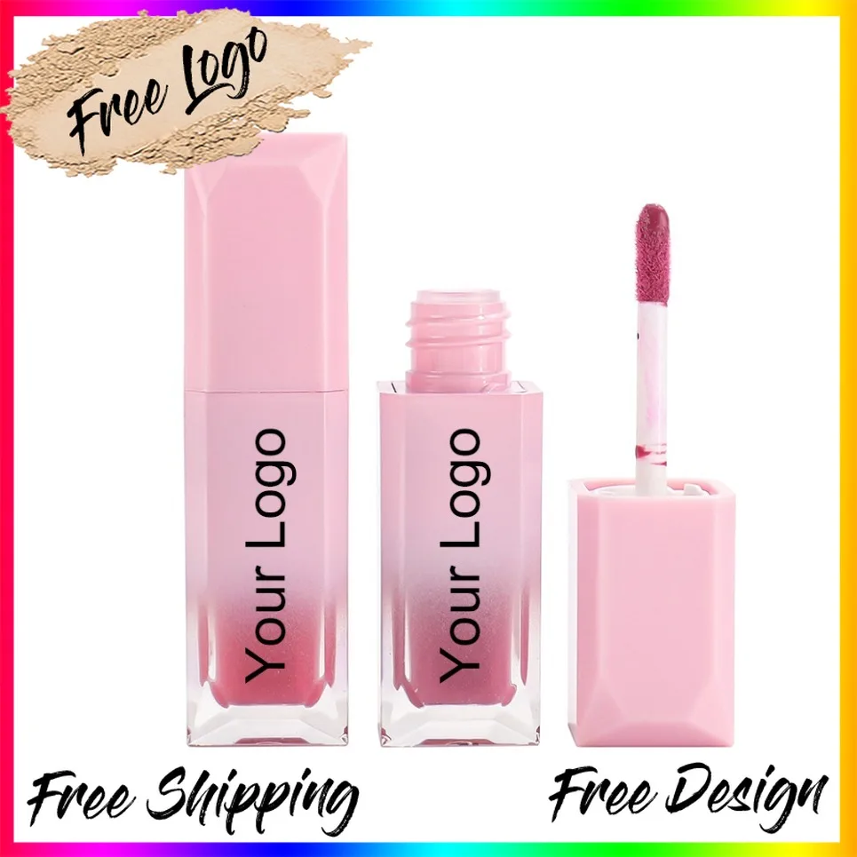 ピンクチューブ防水液体口紅リップグロスプライベートラベル長期的なビーガンリップグロスメイクアップカスタムロゴ卸売