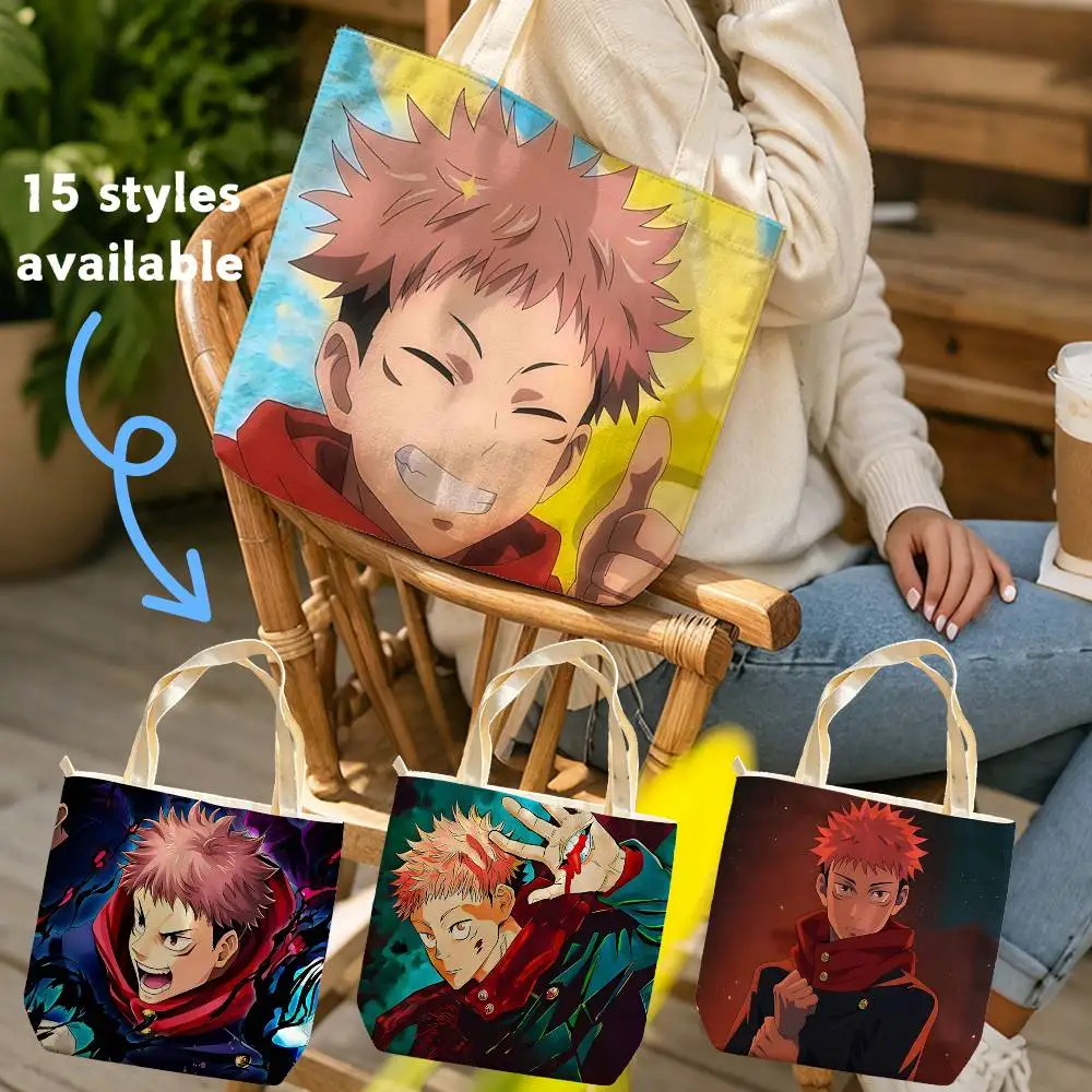 Finger Eater Boy Y-Yuji Itadori JJK Canvas bags Support Custom suitable for School shopping, gifts, and Daily Commute
