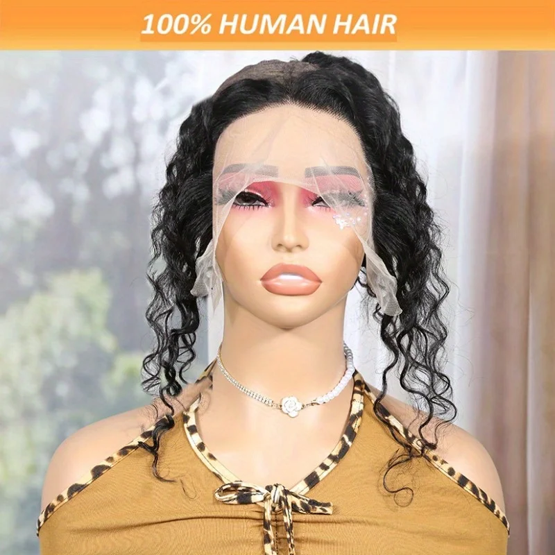 Water Wave13x5x1 Transparent T-Part Lace Frontal Wig Cap for Human Hair Wigs -Water Wave 100% Human Hair with Adjustable Strap