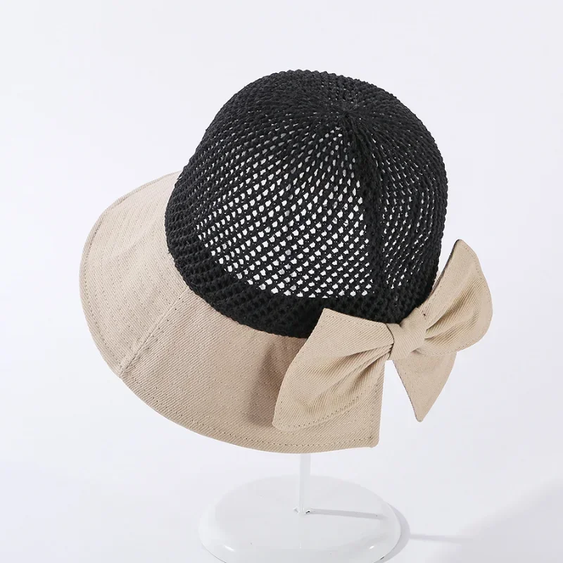 Sun Hats for Women Summer Beach Sunshine Panama Female Travel Woven Straw Hat Lady Fashion Bucket Hat Bow Tie Anti-Sun Outdoor image 5