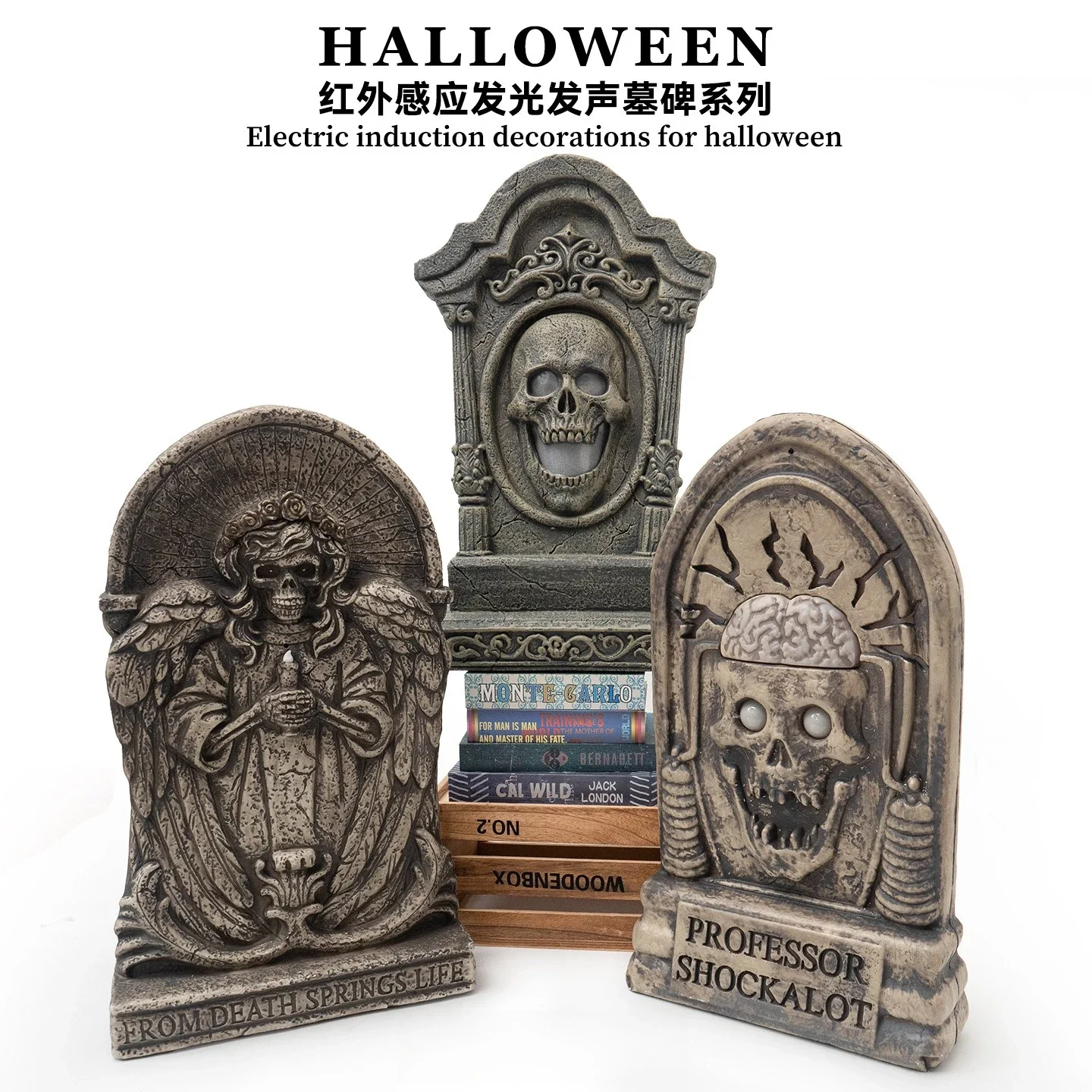 Halloween Cross-border Large Electric Infrared Sensing Tombstone Haunted House Amusement Park Horror Ornament Venue