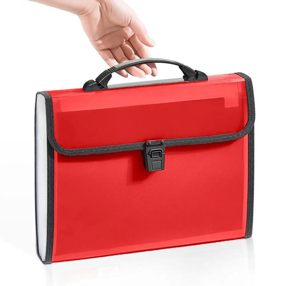 A4 File Folder Multi-layers 13 Pockets Buckle Portable Handle Examination Paper Document File Organizer Bag School Supplies