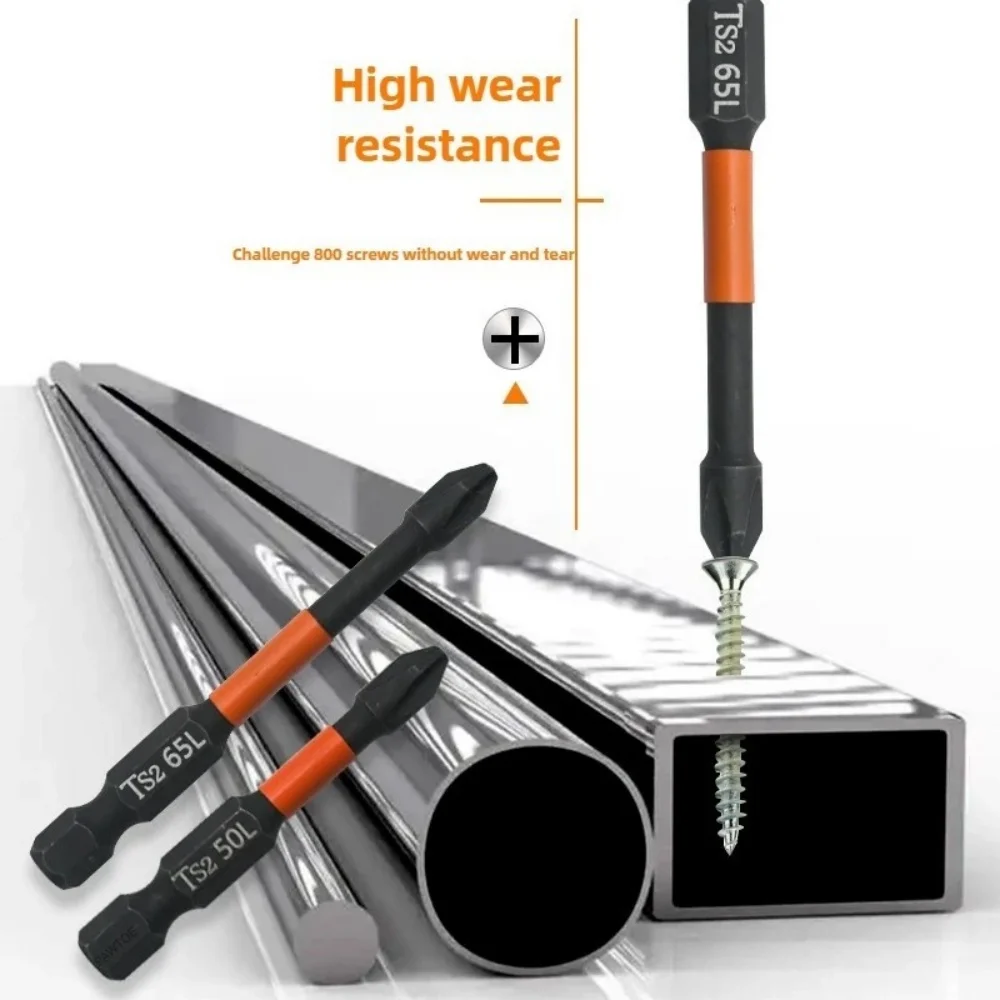3PC Orange S2 Impact Strong Magnetic Anti Slip 50-70mm Electric Hand Drill Cross Screwdriver Bit Electric Tool Accessory Set