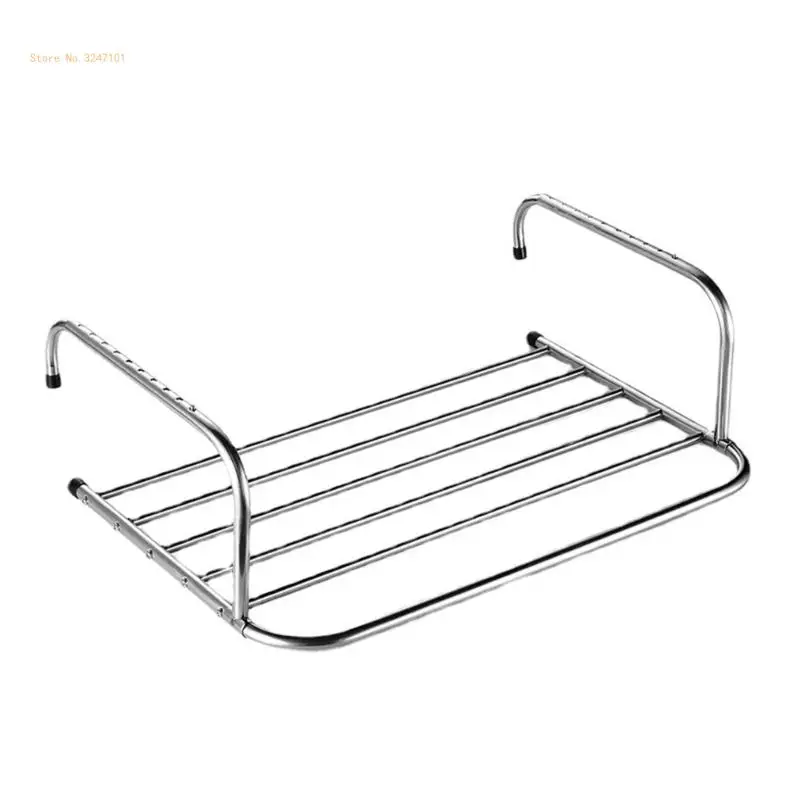 

Stainless Steel Folding Drying Rack Multifunction Outdoor Balcony Clothes Hanger Dropship