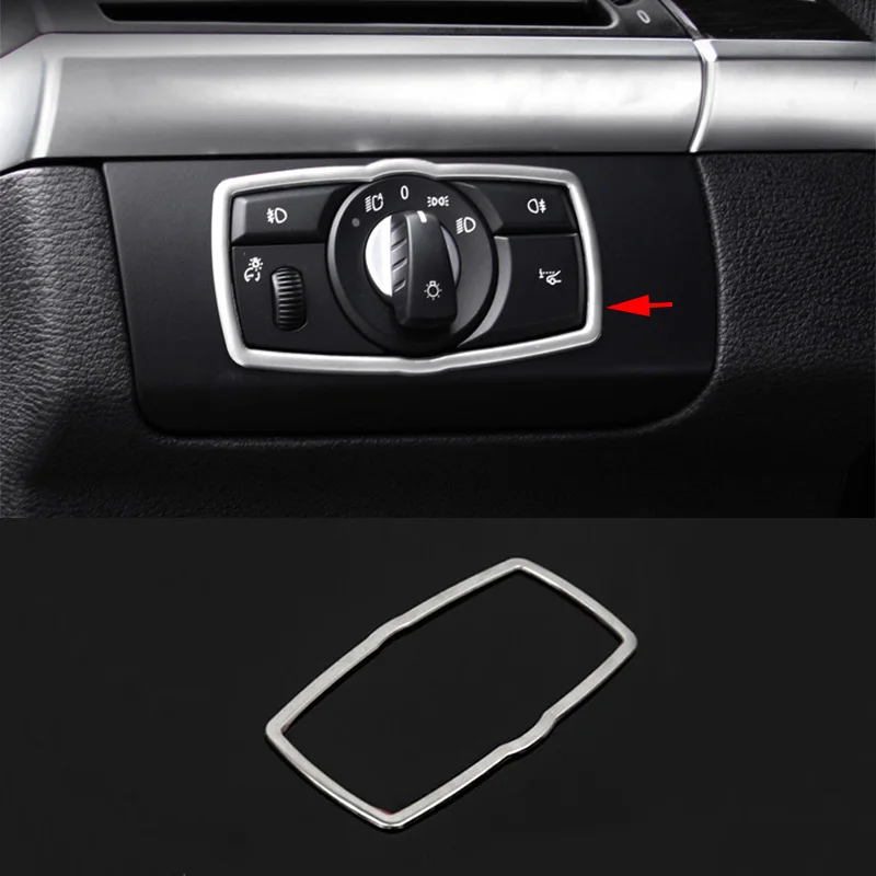 

For BMW X5 X6 E71 E70 08-14 Steel Interior Front Head Light Switch Button Frame Decorate Cover Trim Car Interior Accessories