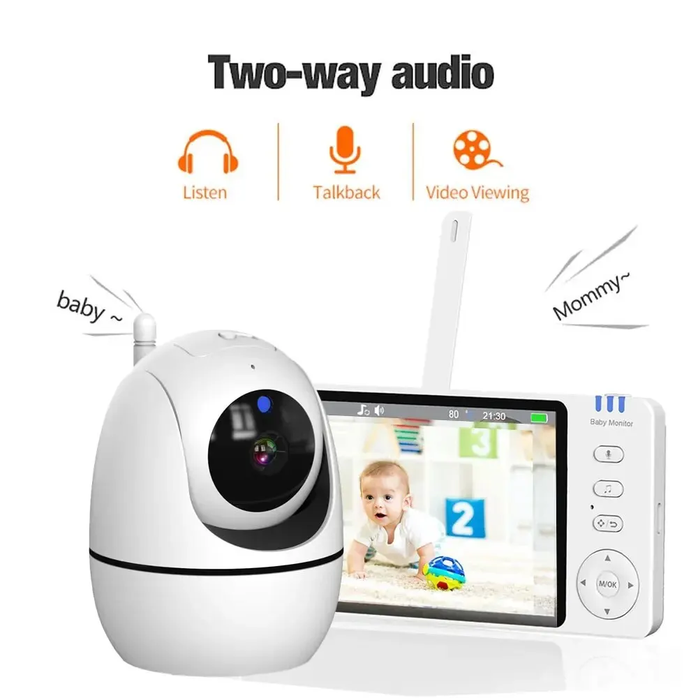 Baby Monitor Video da 5 pollici con Zoom 4X Babyphone Camera Bebe Nanny Monitor madre Kid Audio bidirezionale visione notturna Baby