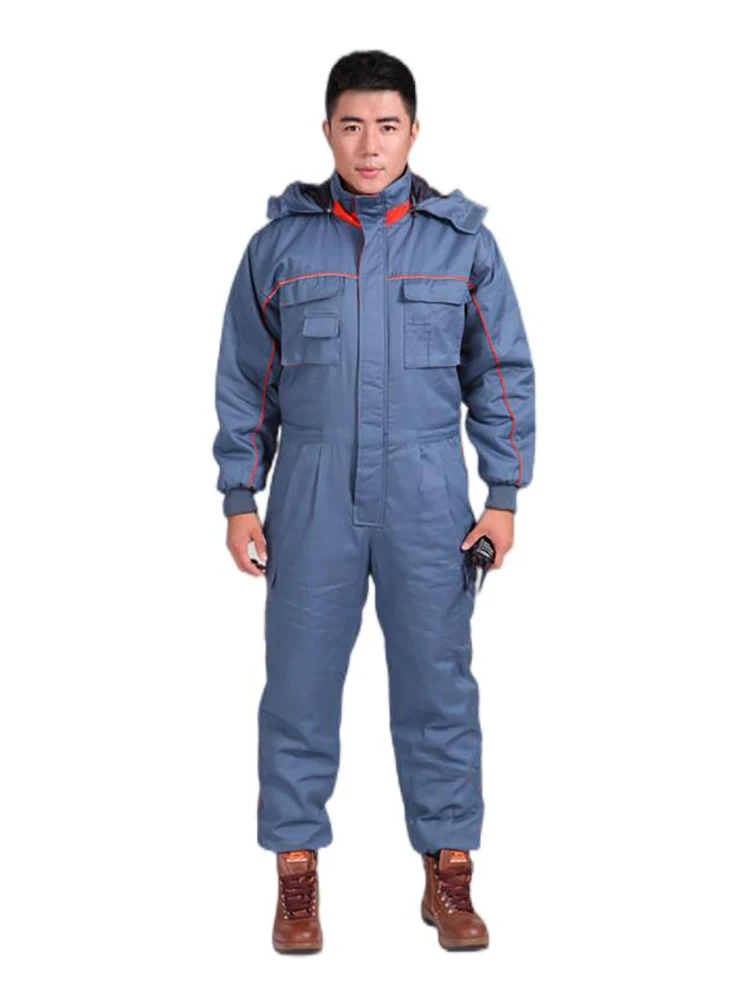 7333 Unisex Blue Winter Cotton Warm Jumpsuit Safety Jacket Working Clothes Work Uniform Workwear with Hot Melt Cotton Inside