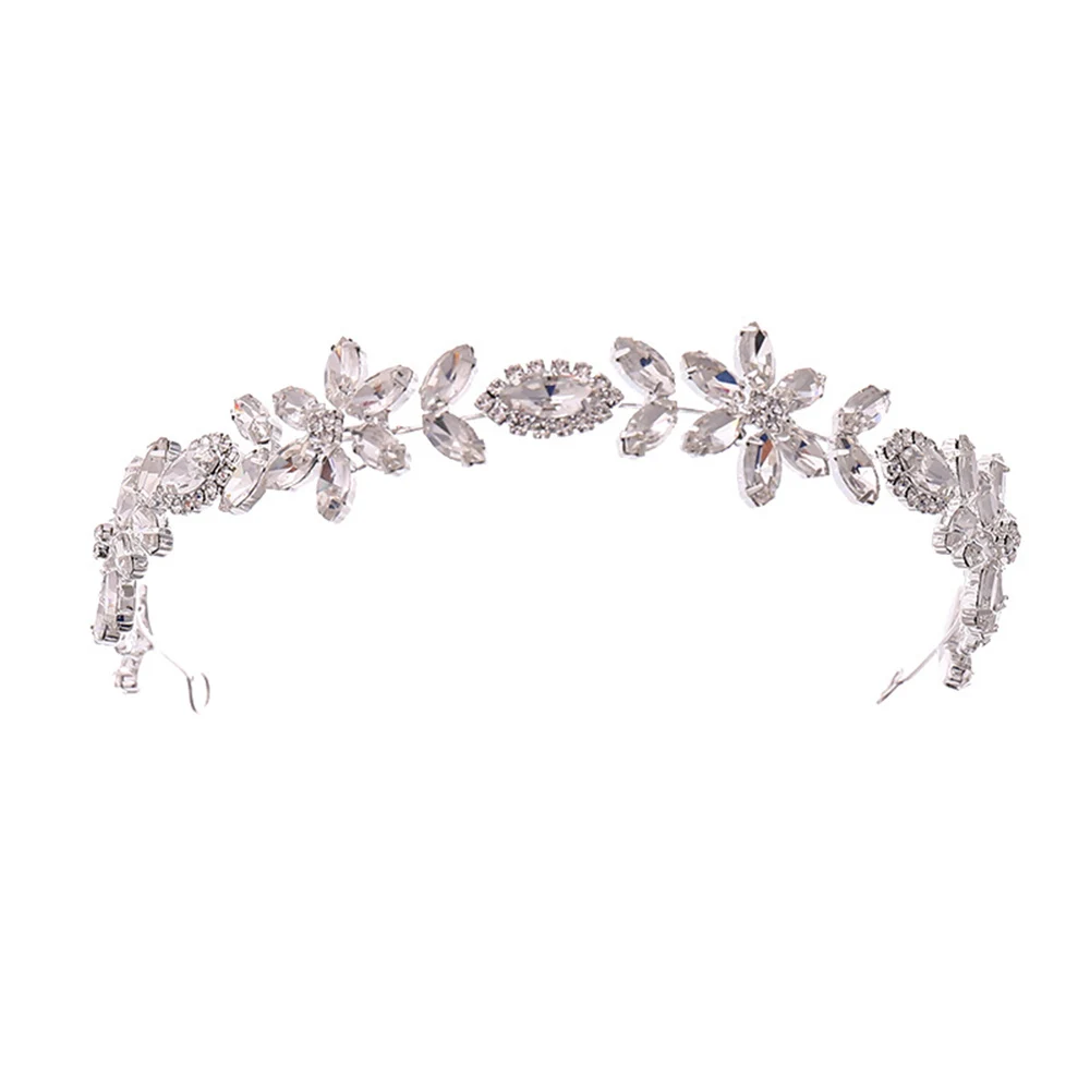 Silver Metal Hair Hoop with Color-preserving Sparkling Rhinestone for Birthday Stage Party Show Dress up