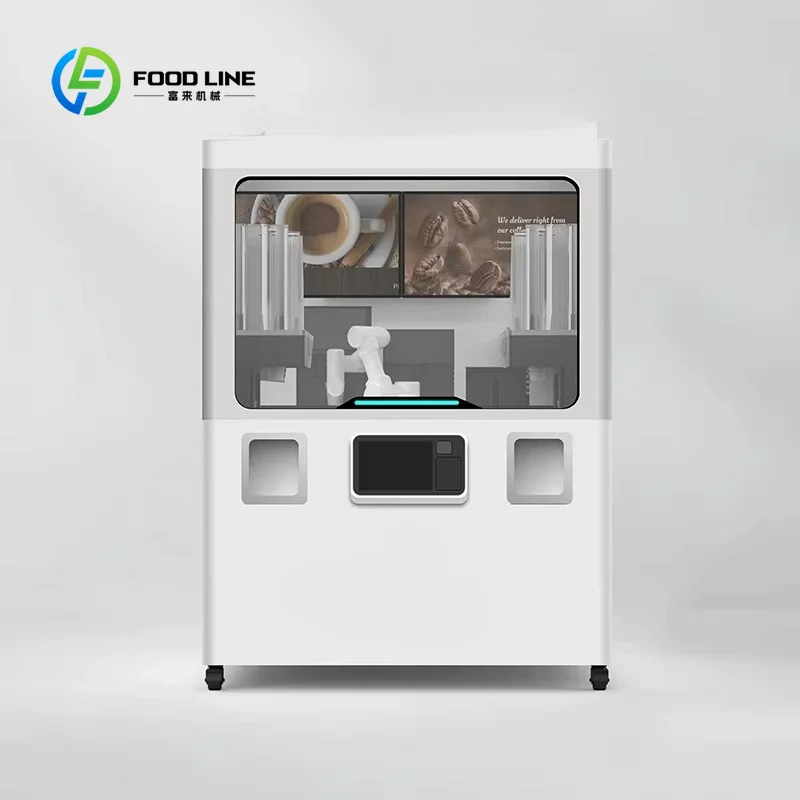 Customized Fully Automatic Smart Intelligent Coffee Makers Robot Vending Machine with 6 Axis Cobot Arm for Hotel Mall
