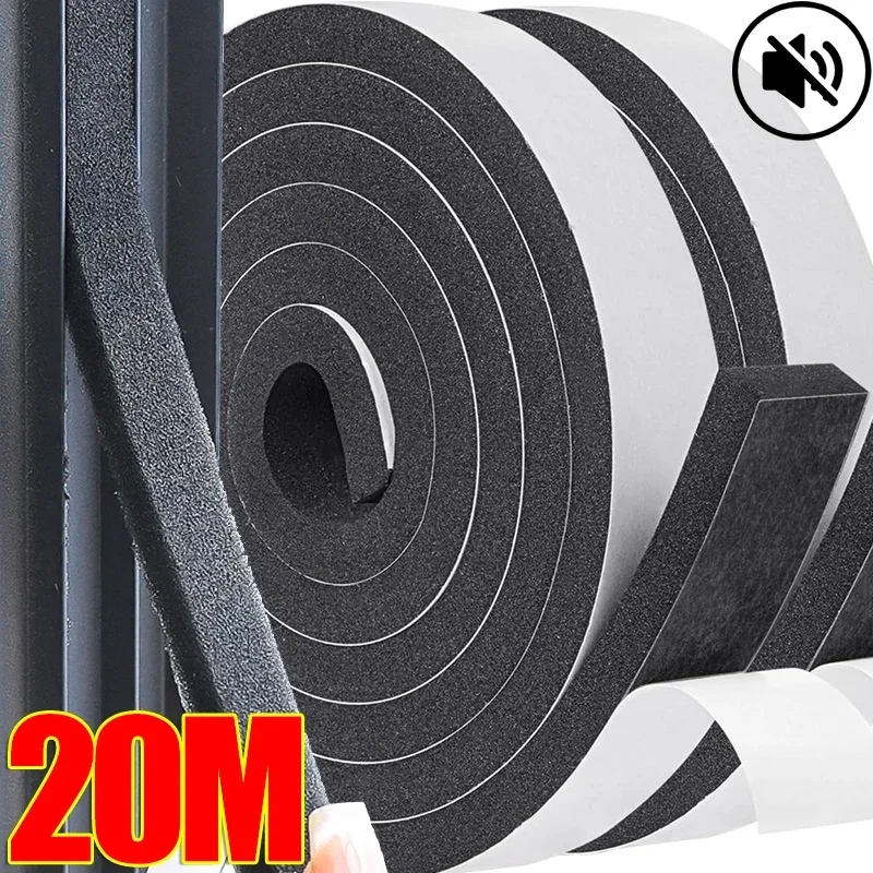 20/2M Foam Door Window Sealing Strip Self-adhesive Wearable Sliding Dustproof Sponge Strip Soundproof Home Insulation Seal Tape