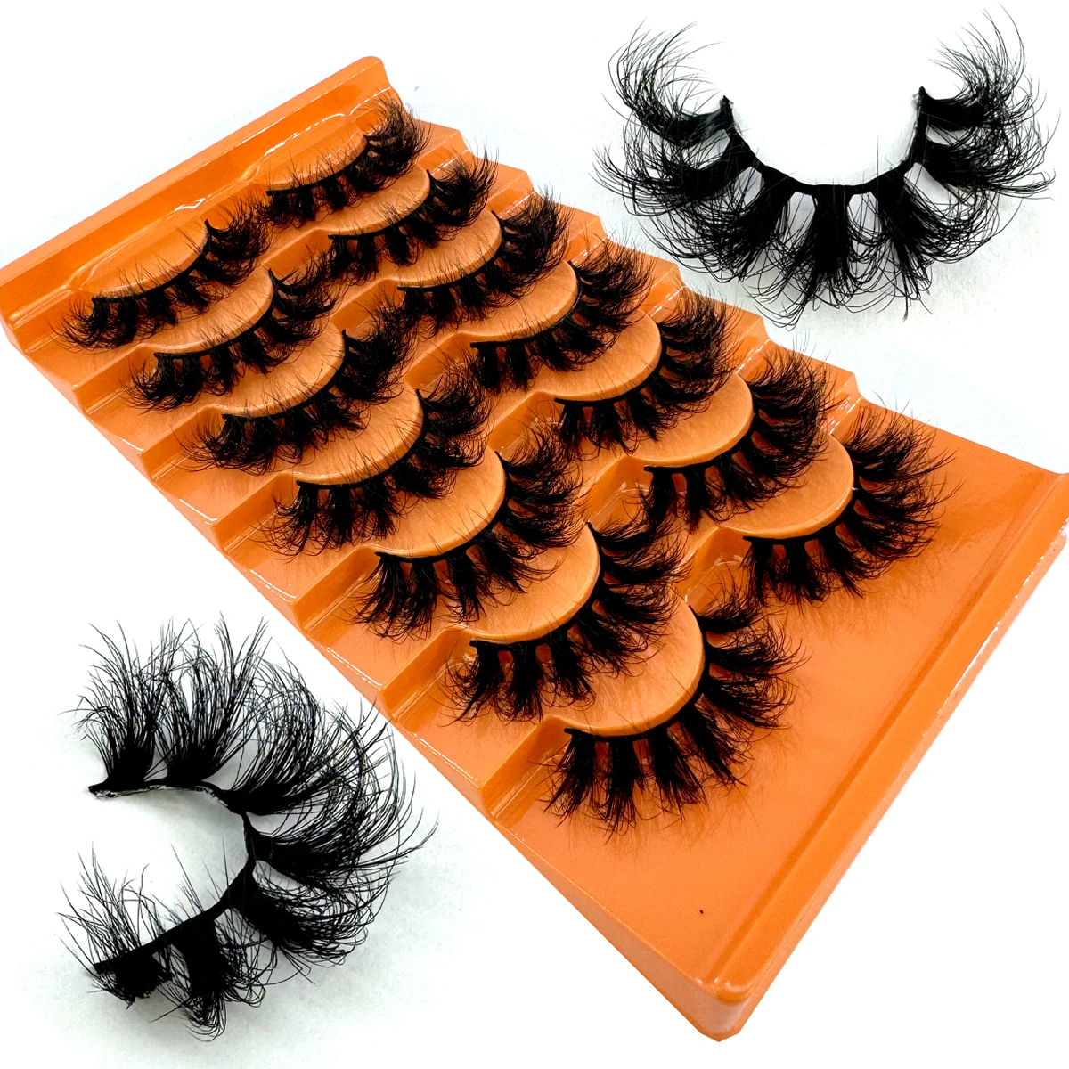 7 Pairs False Eyelashes Volume Faux Mink Fluffy Lashes Dramatic D Curl Strip Lashes 9-20MM Thick Eye Lashes