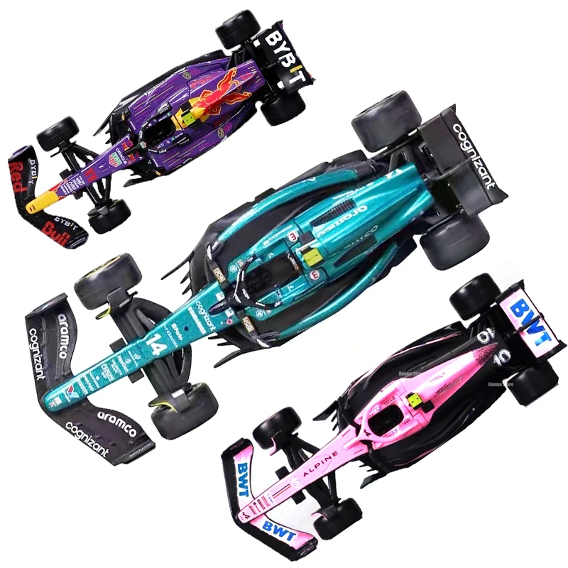 Bburago 1:43 F1 Red Bull Racing TAG RB19 Las Vegas Verstappen # 1 Aston Martin Amr23 # 14 BWT Alpine F1 Team Rosa A524 # 10