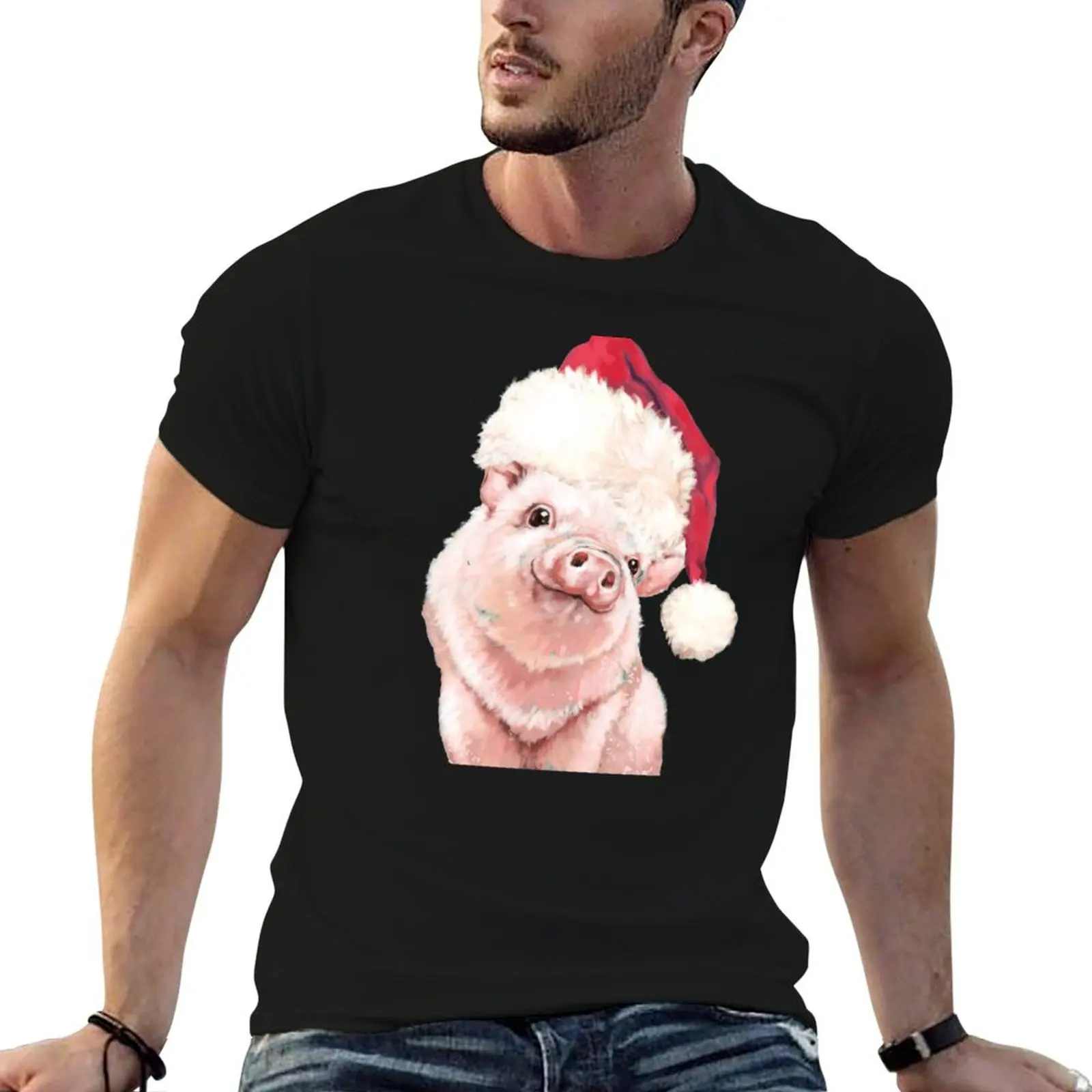 Christmas Baby Pink Pig T-Shirt graphic tee shirt Blouse customizeds sweat shirts, men