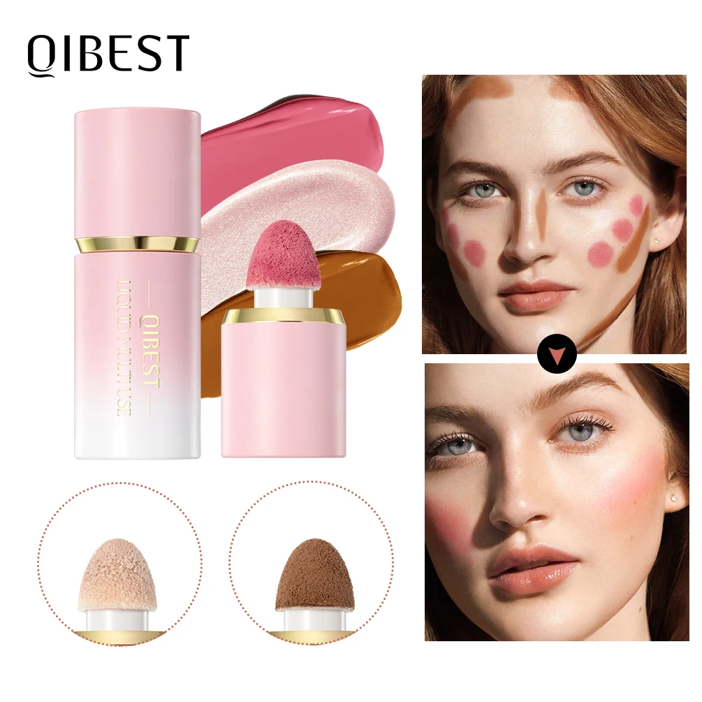QIBEST Liquid Contour Makeup Concealer Enhance the Three-Dimensional Sense of Facial Cheek Eye Blush Highlighter Multi-Use Stick