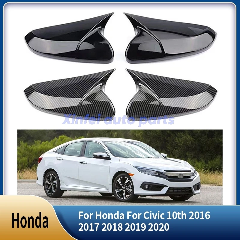 

Horn Shape ABS Carbon Fiber Style Rear View Side Mirror Cover Rearview Caps For Honda For Civic 10th 2016 2017 2018 2019 2020