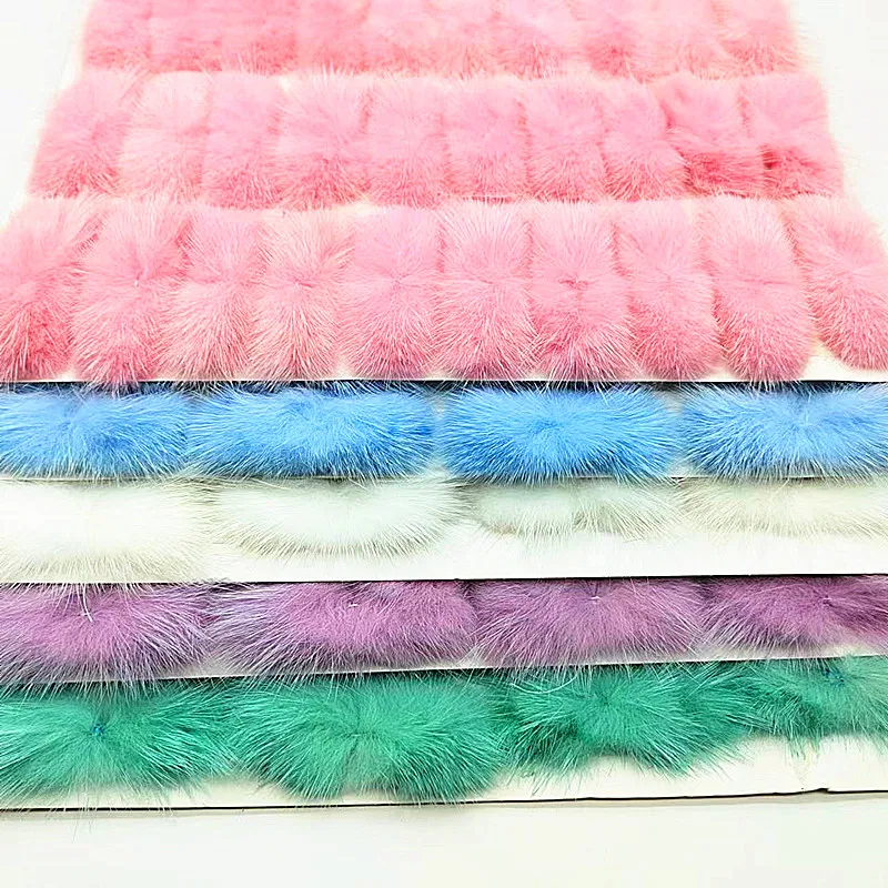 5pcs 3cm*7cm Mink Pompom Bowknot Mink Hair Fur Pompon Handmade Bow Sheet DIY Make Bow Tie Accessories Apparel Patch Pompons