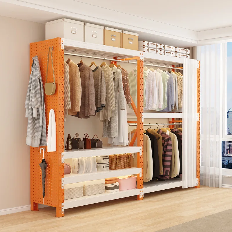 

Shelf Wardrobe Simple Assembly Bedroom Cloakroom Floor to Floor Open Walk-in Angle Steel