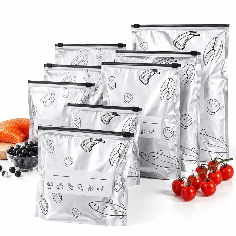 35pcs Heavy Duty Resealable Aluminum Foil Food Storage Bags Freezer Zipper Pouch Assort Sizes For Kitchen Freshness Utility Kits