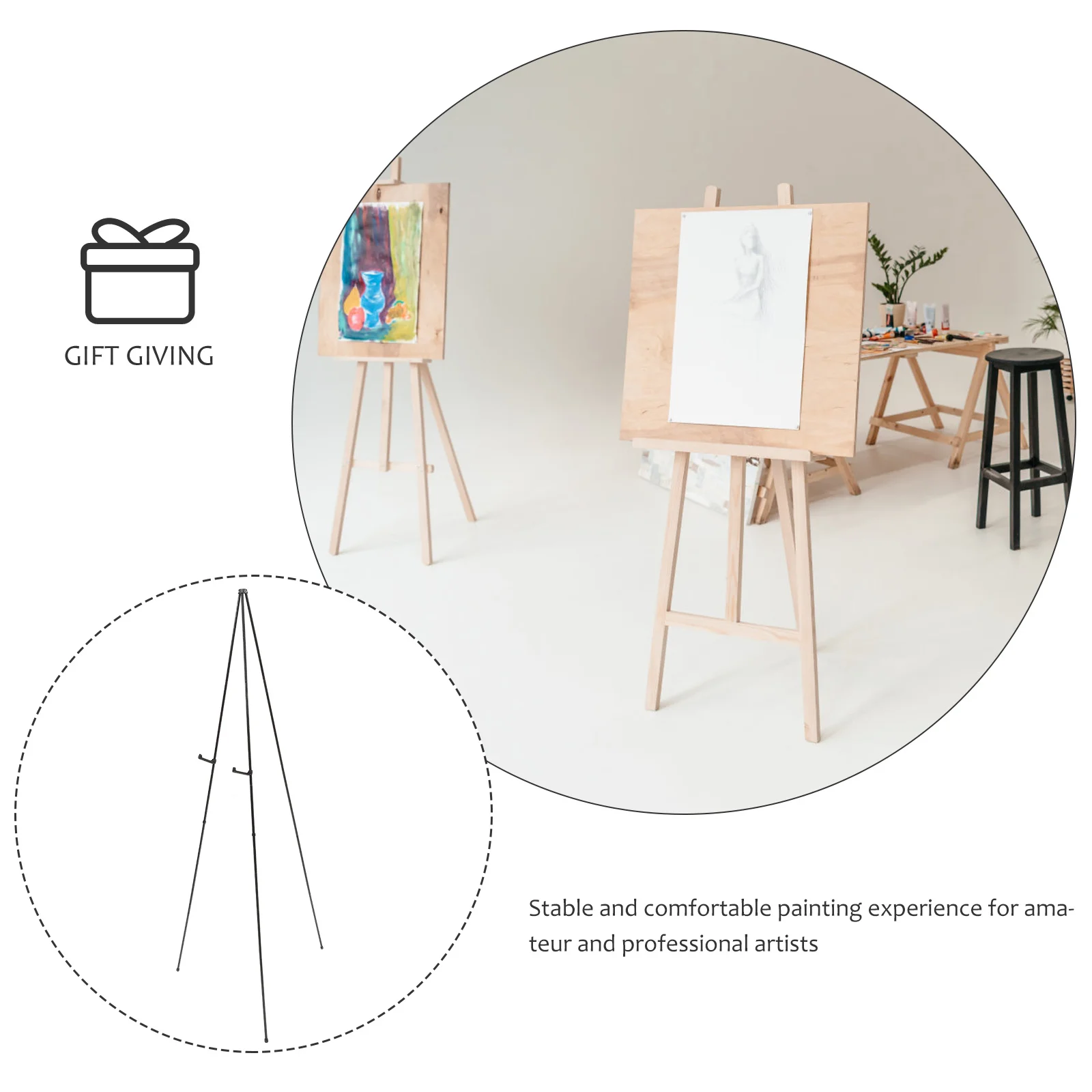 

Folding Easel Adjustable Height Premium Alloy Tripod Painting Board Stand Portable Drawing Rack Outdoor Indoor Sketching Display