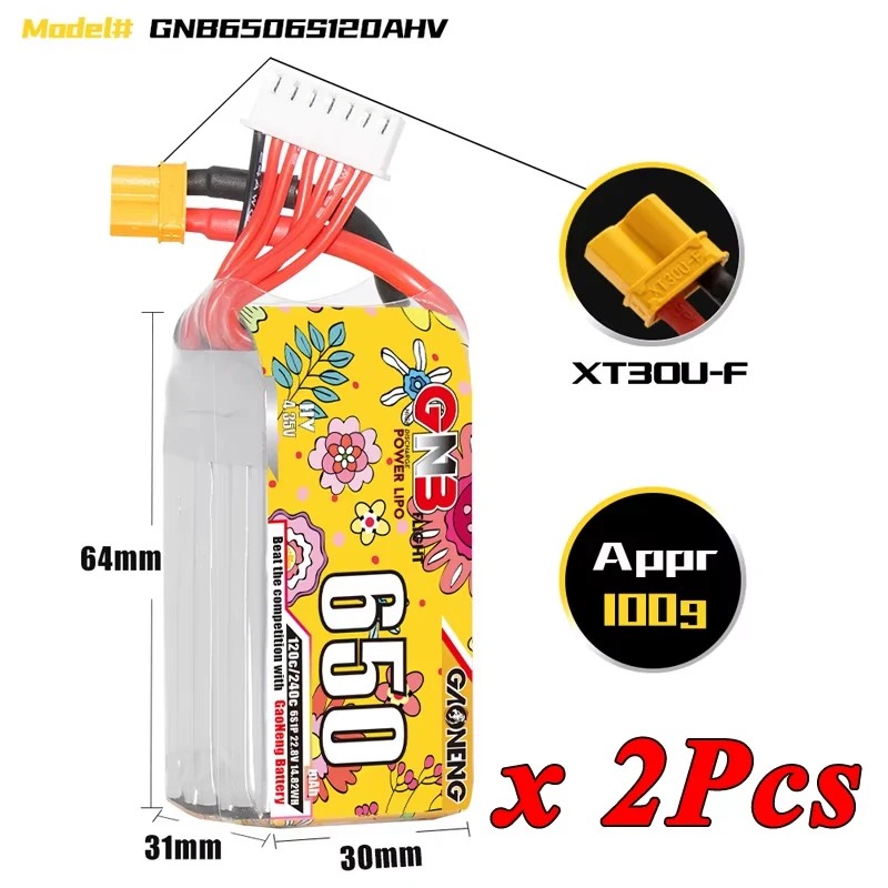 VSVAW 2Pcs GNB 2S 3S 4S 6S Lipo Batterie 650mAh 850mAh 120C/240C mit XT30 Stecker für RC Auto Boot RC FPV Drone Hubschrauber Flugzeug Teile 8