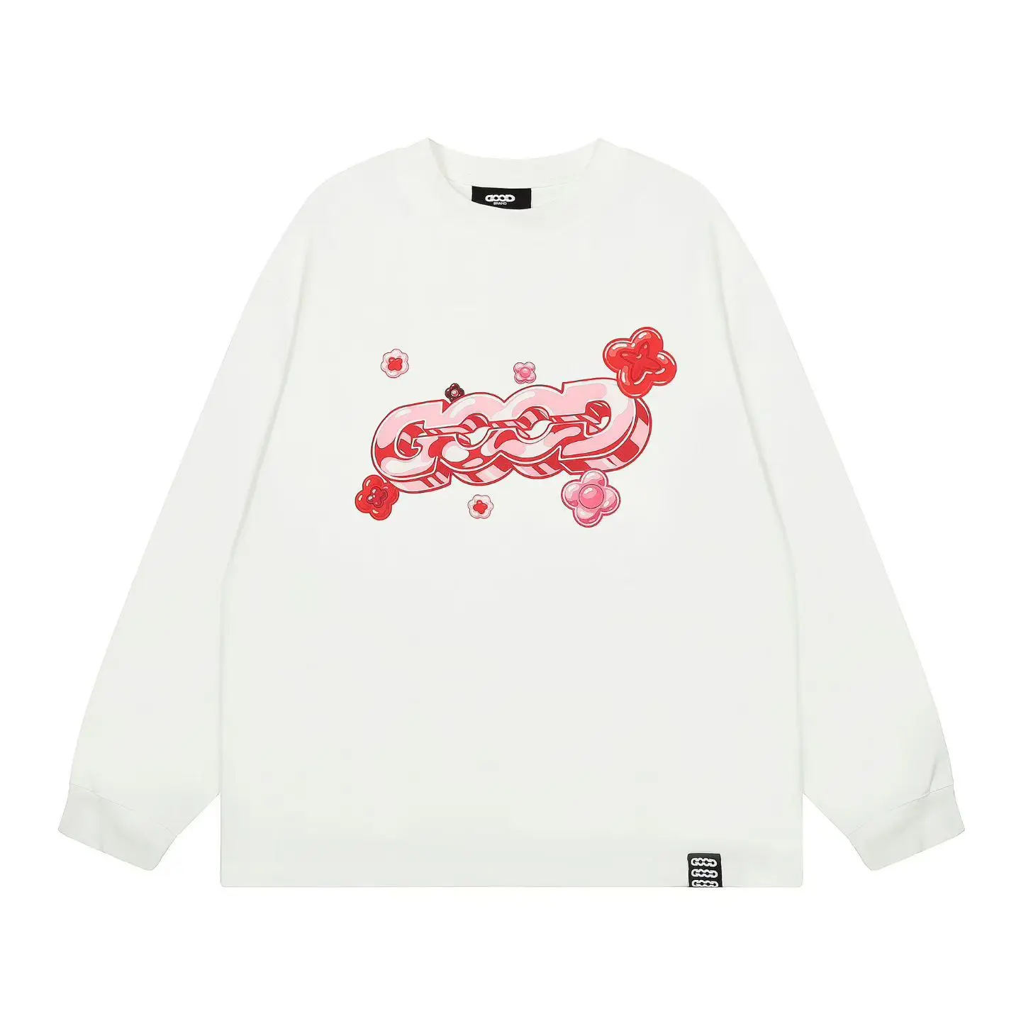 High-Quality Goodbrand Fashion New Arrival GOOD Shimmering Floral Print Long-Sleeve T-Shirt Unisex Versatile Base Layer