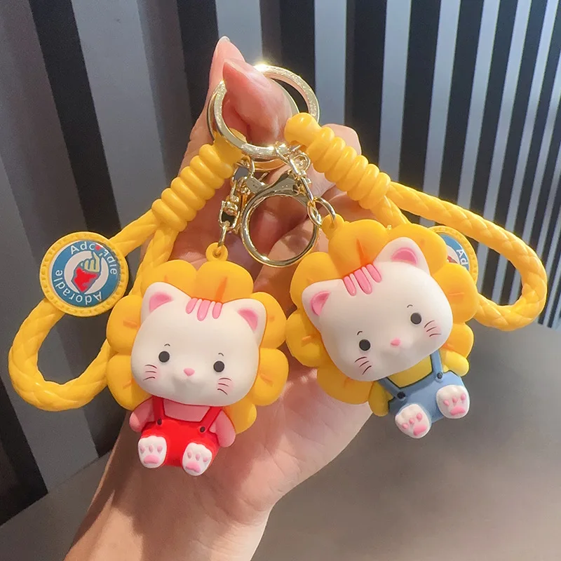 New Creative Flowers Cute Cartoon Cat / Puppy Keychain Girls Cute Bag Backpack Decoration Pendant Festive Activities Small Gifts