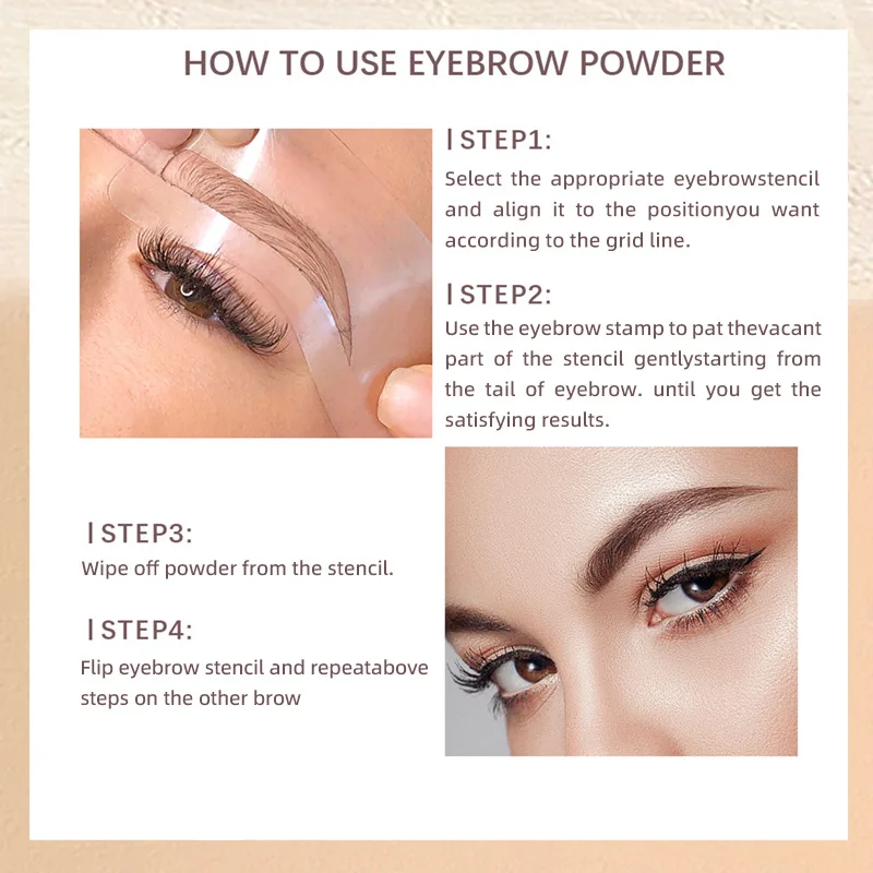 Eyebrow Stamp Powder Kit, Brow Shaping Makeup Tool with Eyebrow Stencil for Quick Eyebrow Grooming