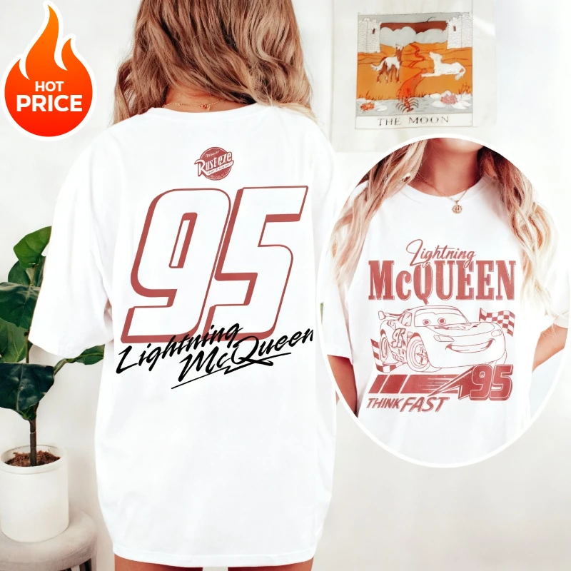 ديزني البرق ماكوين صبي فتاة 2026 تيشيرت صيفي الأسرة الوالدين ملابس أطفال المتضخم عادية فضفاض الرجال النساء قصيرة الأكمام