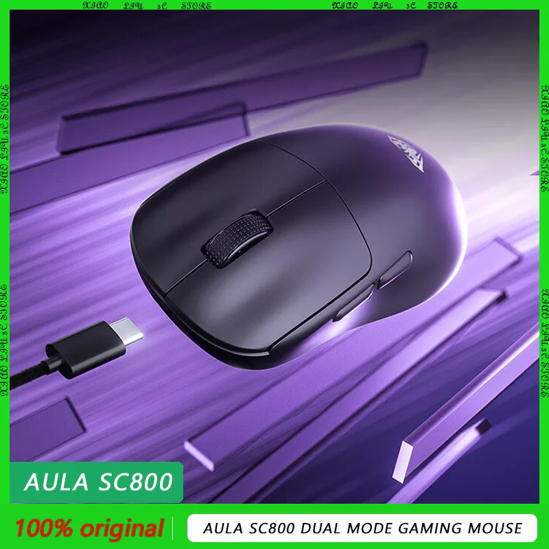 AULA SC800 Dual Mode Gaming Mouse Wired/Wireless PAW3395 Sensor Long Life Lightweight 37g Custom Gaming Mouse PC Accessories